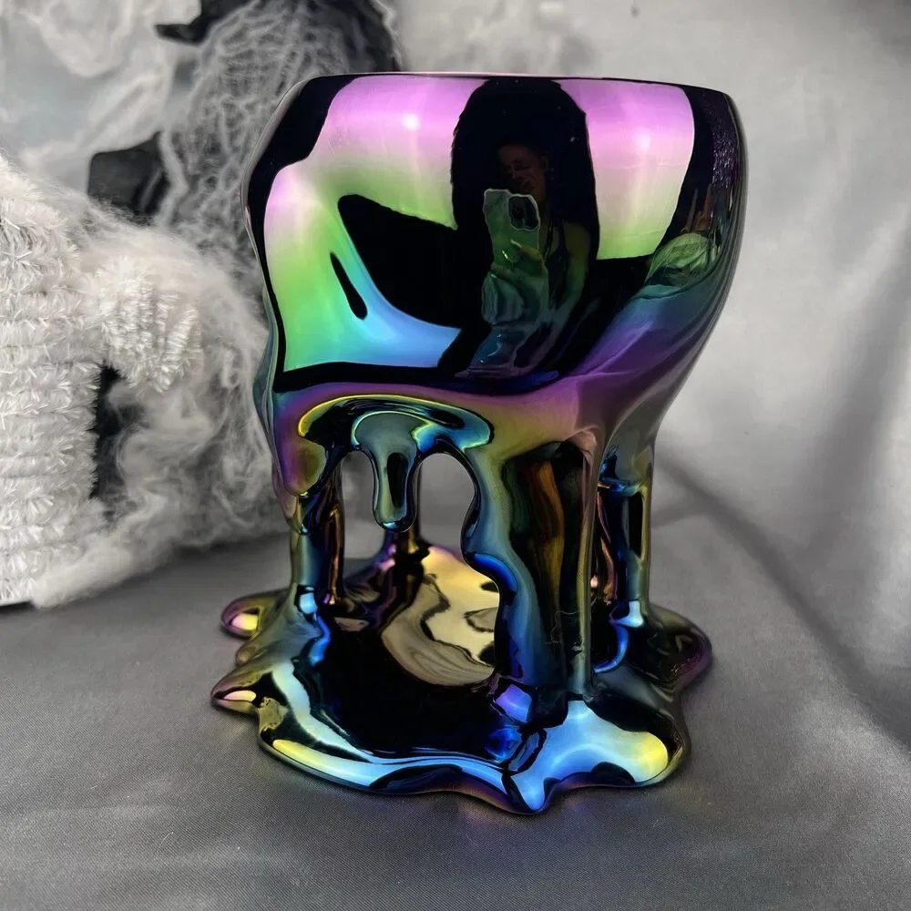 Bath‎ & Body Works HALLOWEEN 2025 Iridescent Dripping Skull 3 Wick Candle Holder